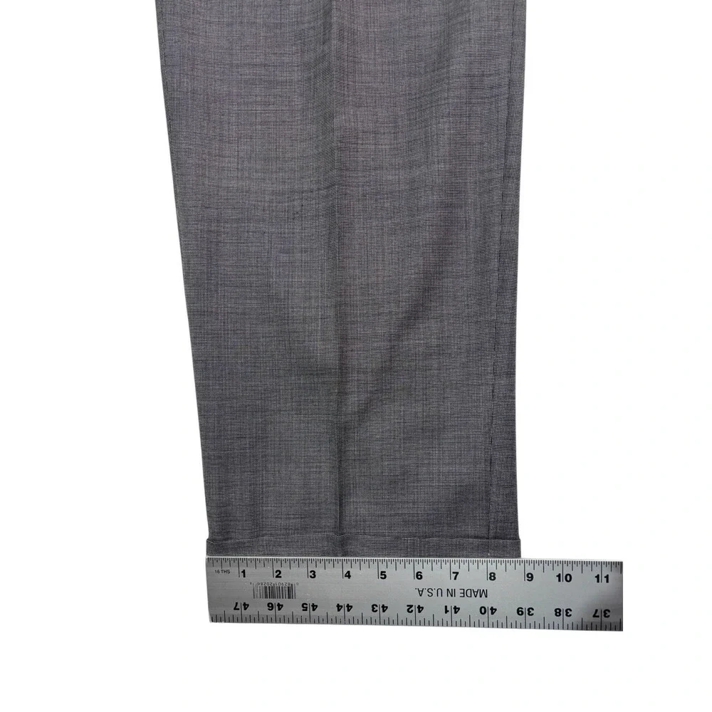 Hart Schaffner Marx 42R 36x32 Gray Micro Nailhead 2pc Pant Suit Pleated USA Wool